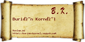 Burián Kornél névjegykártya